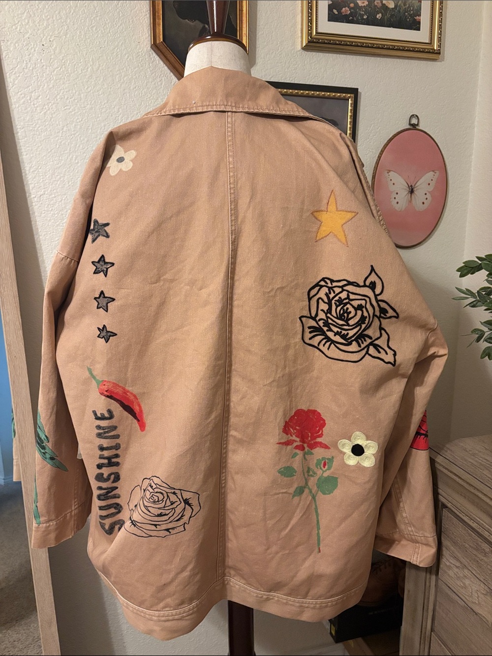 We The Free Tan Utility Jacket with Multicolor Embroidery - Picture 8 of 15